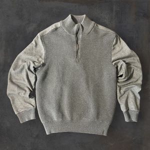 Calvin Klein Jeans‎ Pullover Sweater Men's Size Medium 1/4 Zip Gray Mock Neck